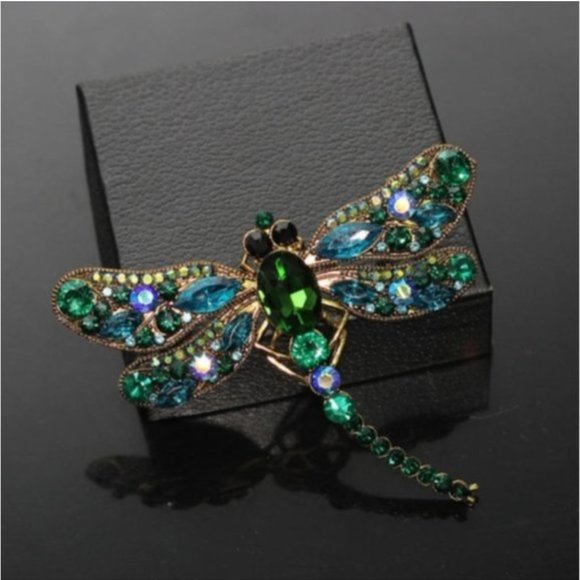 Crystal Vintage Dragonfly Brooch & Necklace - Picture 7 of 9